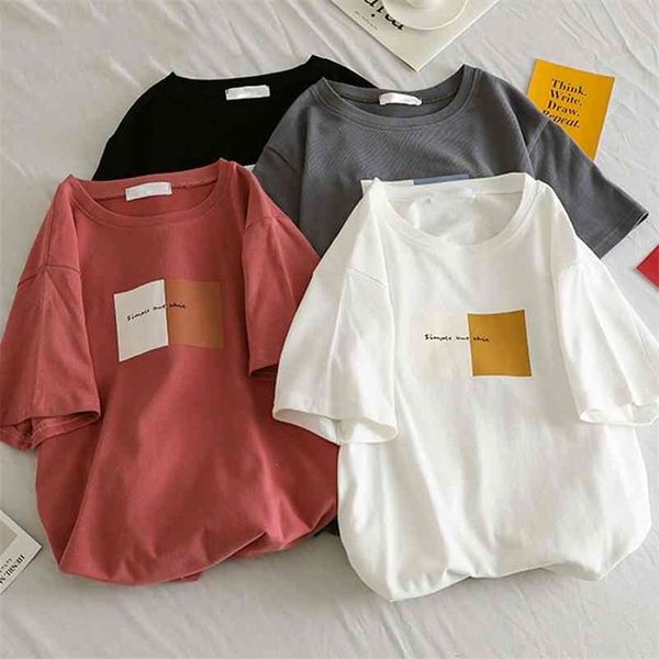 

qnpqyx summer style t shirt women letter printed female white tee o-neck oversize tees short sleeve femme shirt c142 210722