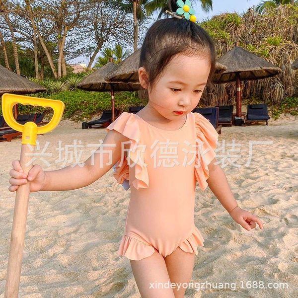 

children's suit lovely girl's childhood foreign style bow one piece swimsuit, Black