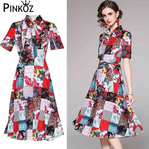

women fashion a-line printed dress bow collar slim mesh party elegant clothes vestido de mujer drtesses vestidos 2xl 210421, Black;gray