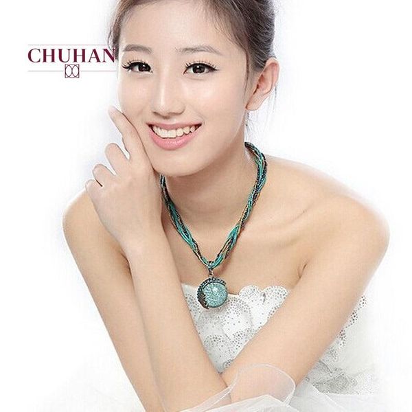 

pendant necklaces chuhan fashionable bohemian women antique hand woven rope chain choker jewelry accessories c386, Silver
