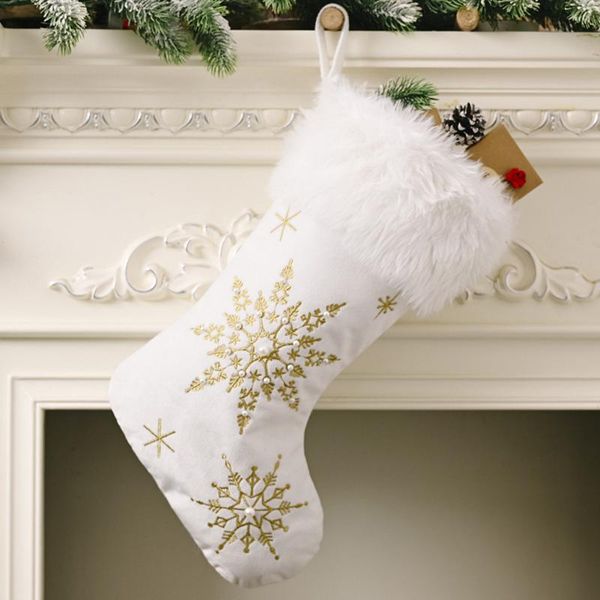 

christmas decorations 50 x 25cm flannel pearl snowflake socks creative plush gift