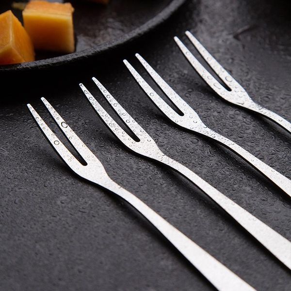 

pieces small stainless steel fruit fork sets children's creative fruits desserts forks sticks for restaurant home