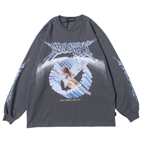 

women long sleeve retro graphic tees angel shirt clothes oversized t shirt women clothing fashion spring streetwear 210322, White