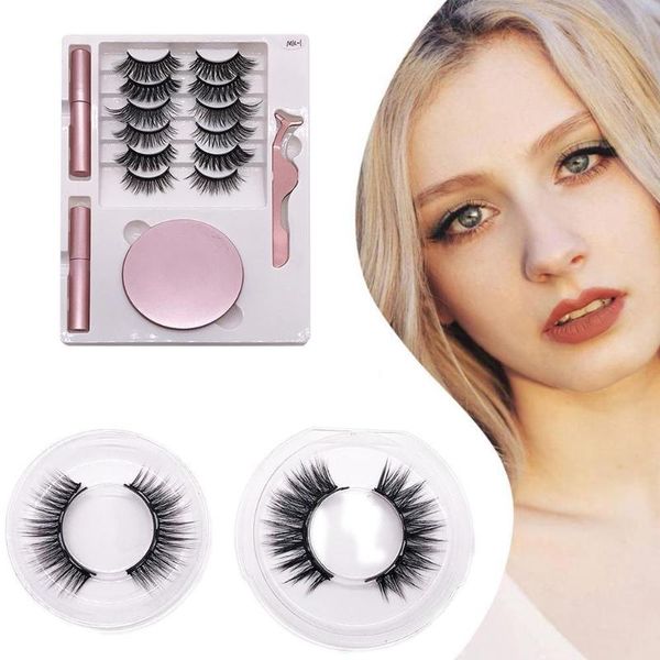 

false eyelashes 8 pairs of magnet with round box mirror magnetic glue eyeliner w5t8