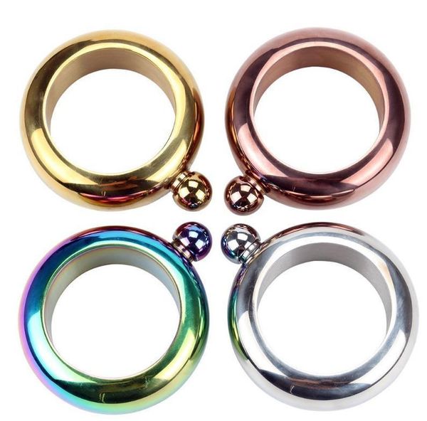 

hip flasks 2pcs portable 3.5oz bangle bracelet flask with funnel stainless steel alcohol pocket flagon whiskey drinkware and