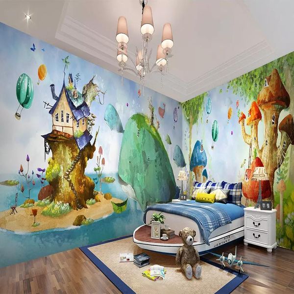 

wallpapers custom po wallpaper fantasy forest whale house mural wall cloth children bedroom background painting 3d paper roll