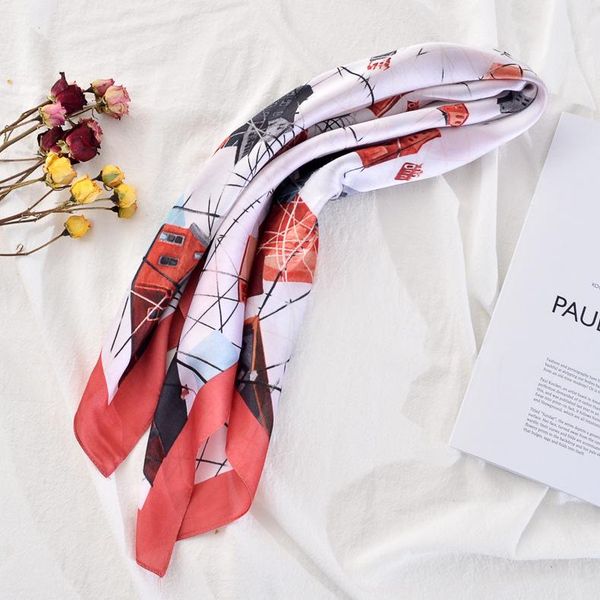 

scarves royalmaybe cartoon small scarf ladies fashion square wrap decorative hairband women factory wholesale, Blue;gray