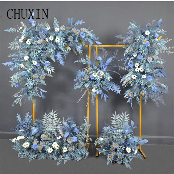

decorative flowers & wreaths blue wedding road lead t stage flower arrangement artificial row outdoor backdrop corner floral custom