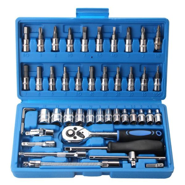 

professional hand tool sets 46pcs high carbon steel socket wrench auto repairing ratchet screwdriver combination box for accelerator opener