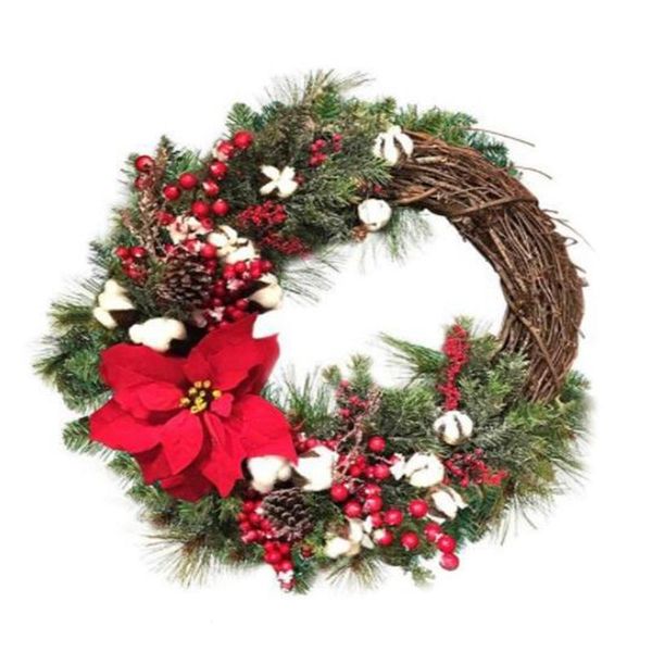 

christmas wreath artificial plant rattan circle wall decoration simulation fake flower door hanging for home decorative flowers & wreaths