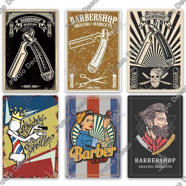 

putuo vintage tin metal sign ative plaque barber shop home door wall decoration