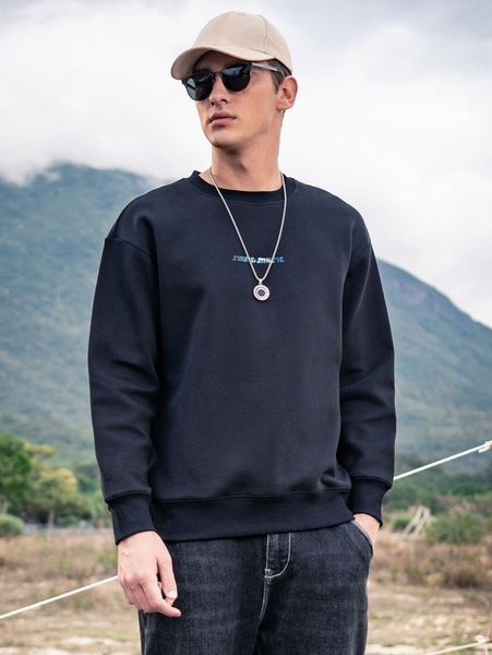 

men letter & figure graphic sweatshirt b0dw#, Black