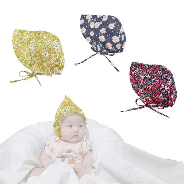 

caps & hats baby cotton floral printing sun hat infant wide brimmed bonnet born pograpy props h055, Yellow
