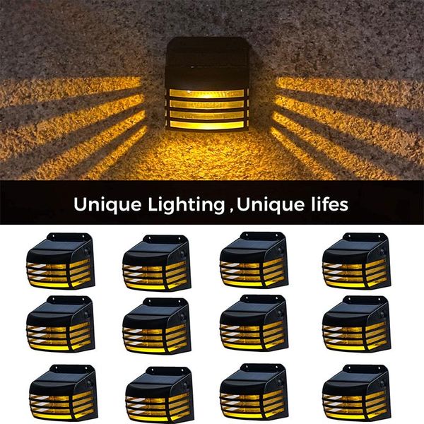 

wall lamp 4 pcs led solar stair step lights outdoor waterproof fence decoration garden pathway yard patio