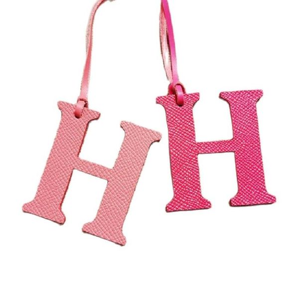 

keychains genuine natural leather k m h initial capital english letter keychain backpack pendant ladies women bag charm, Silver
