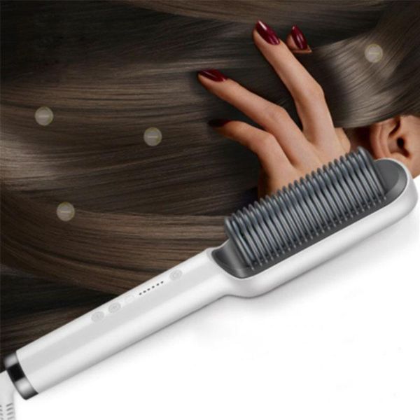 

party favor upgraded anion hair straightener brush straightening fast ceramic ptc heating smoothing 5 levels adjustable