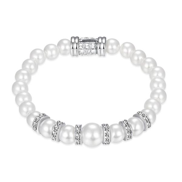 

link, chain glam luxe mysterious czech drill jewelry silver pearl bracelets bangles wedding women b2003, Black