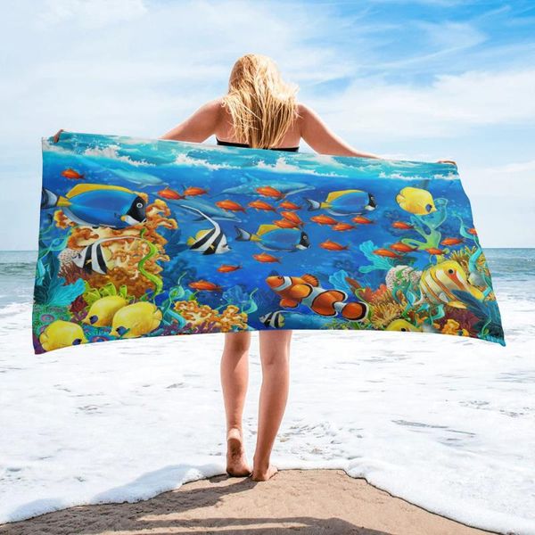 

towel underwater world fish dolphin bath swimming bathroom accessories microfiber beach yoga mat