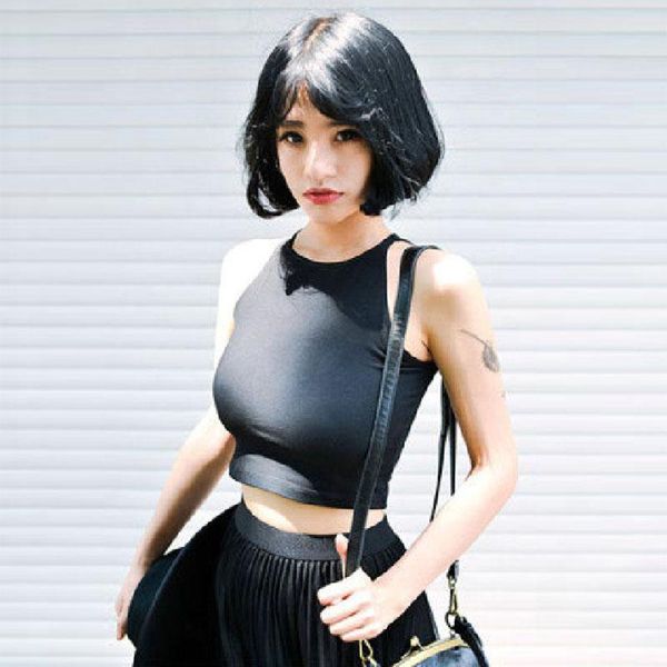 

yoga outfit solid color anti sweat fitness sport bra sleeveless cropped running short vest camisole women