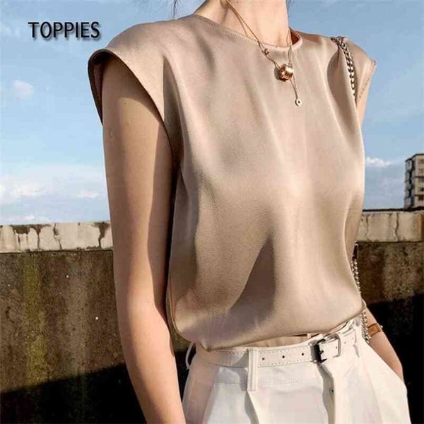 

ies woman elegant satin sleeveless tanks back zipper office ladies imitation silk 210705, White