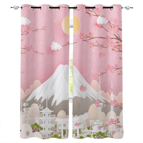 

curtain & drapes mountain peach blossom sun bedroom fabric decor window treatment sets party decoration sheer curtains set girls