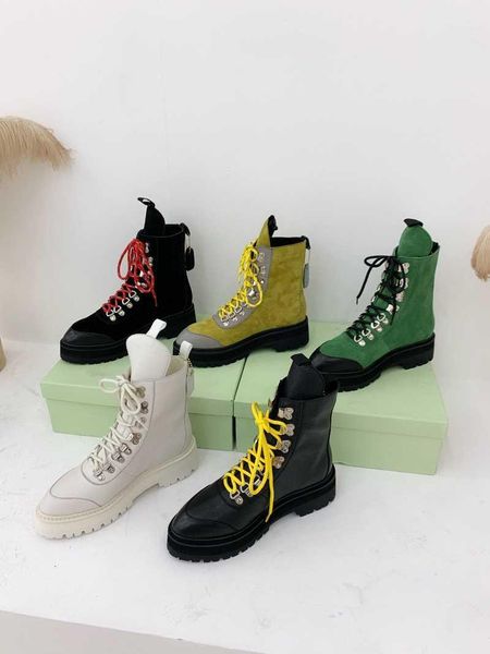 

boots shoes women winter mid-calf lace up genuine leather round toe med heels zapatos de mujer1, Black
