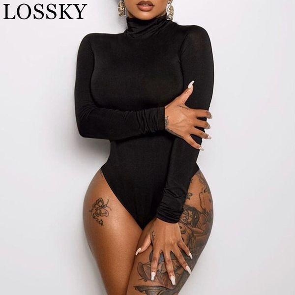 

women long sleeve black bodysuit autumn winter basic turtleneck bodycon romper womens skinny bodysuits jumpsuit 210520, Black;white