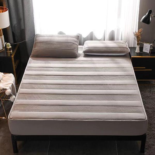 

sheets & sets bed mattress cover fitted sheet protector pad linens with elastic band quilted thick warm