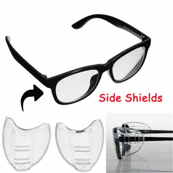 

fashion sunglasses frames 1pair safety flexible clear shields side goggles glasses protection universal anti fog non-toxic eye shield, Black