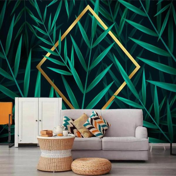 

wallpapers custom large 3d wallpaper mural modern minimalist hand painted tropical plant leaves background wall decoration