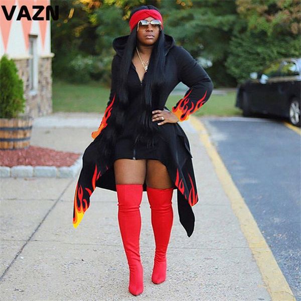 

women's wool & blends vazn 2021 asymmetrical outwear plus size black novelty young full sleeve women high waist slim x-long outw