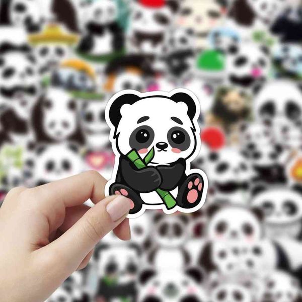 10/50 pcs pequenos adesivos panda graffiti clássico para mala legal laptop skate desenhos animados brinquedo bagagem animal cute animal panda decalques carro