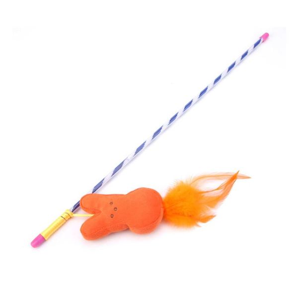 

cat toys toy funny kitten pet feather added catnip stick set interactive