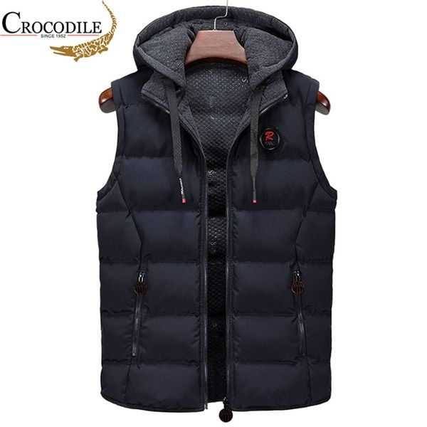 

brand vest mens winter casual outerwear warm hood jacket vest men sleeveless waterproof jackets parkas vests men 211111, Black;white