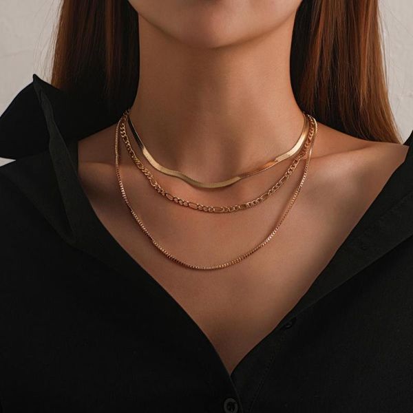 

punk hip-hop geometric exaggerated multilayer necklace for women metal gold color goth fashion choker pendant jewelry partygift chokers, Golden;silver