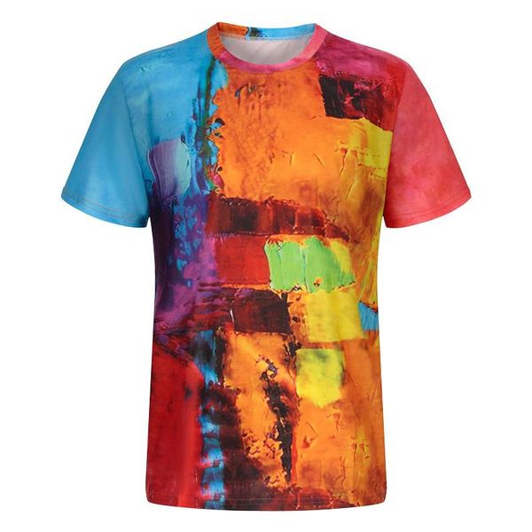 

men's t-shirts geometry print t-shirt men short sleeve summer daily casual o-collar painting pattern man slim, White;black