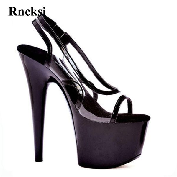 

rncksi pole dance summer women high platform open toe shoes 17cm high-heeled slippers, Black