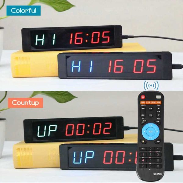

portable 6-digit led electronic clock satch interval timer precision wall school gym training countdown clocks