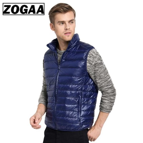 

men's vests zogaa young breath sleeveless jacket mens winter ultralight down cotton parkas vest men solid stand collar waistcoat clothi, Black;white
