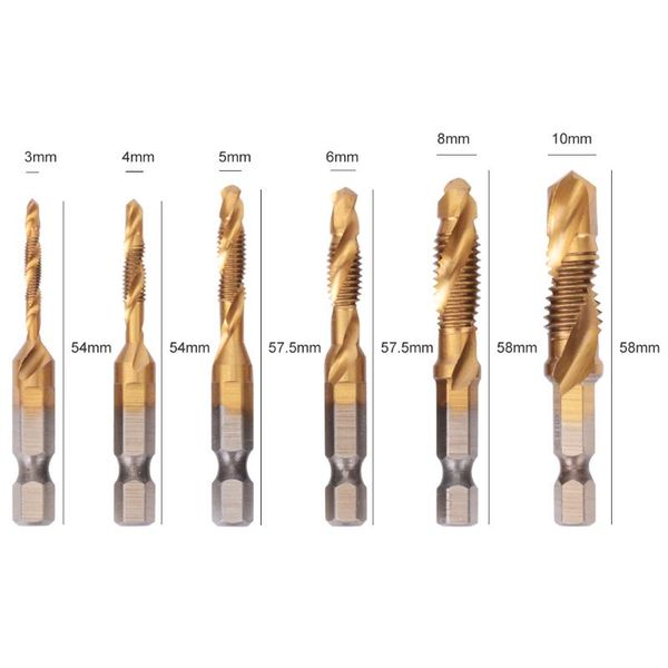 

hand tools plated hex shank hss screw thread metric tap compound woodworking bit machine drill titanium