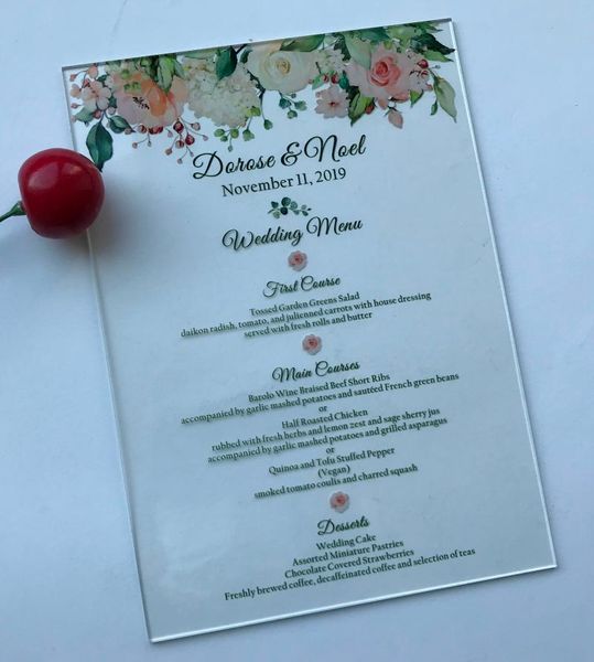 

greeting cards 10pcs wedding acrylic invitations rose flower birthday invitatins custom menu card invitation mariage
