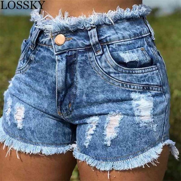 

lossky casual summer denim women's shorts cowboy high waists tassel hole fur-lined leg-openings plus size short jeans 210520, White;black