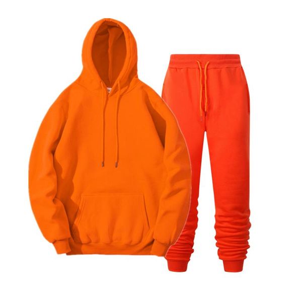 

men's tracksuits men hoodies sweatshirts sets hip hop solid color fleece warm threaded cuffs elasticity fashion red sportswear casual h, Gray