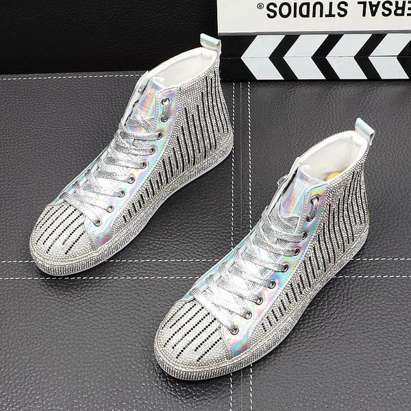 

fashion men high british style shoes men rhinestone causal luxury shoes red black bottom rubber shoes for male bm233t