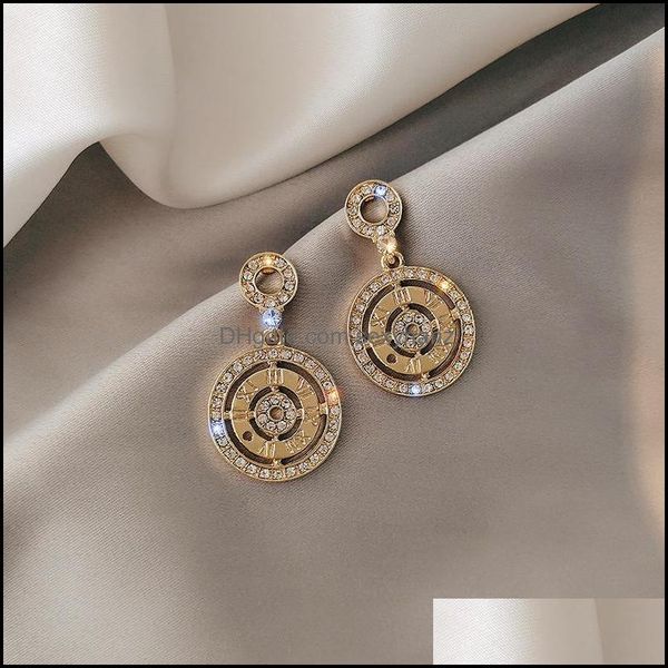 

dangle & chandelier earrings jewelry s1104 fashion s925 sier needle disc circle roman numerals stud drop delivery 2021 pskfr, Silver
