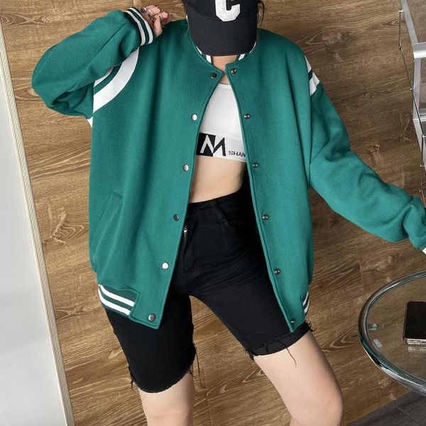 

women's hoodies & sweatshirts women button baseball jacket coat 2021 fall winter bf style classic oversize casual cardigan large size, Black