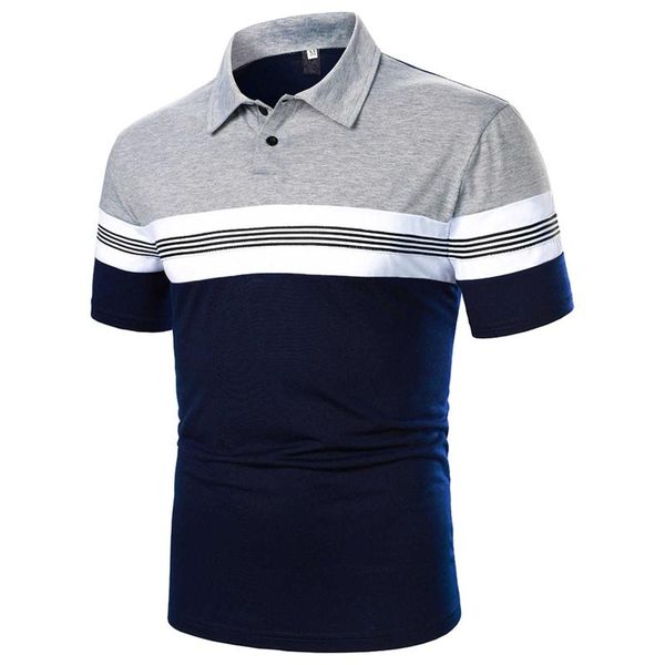 

men's polos spring and summer casual shirts male loose button stitching striped short sleeves office men ropa hombre, White;black