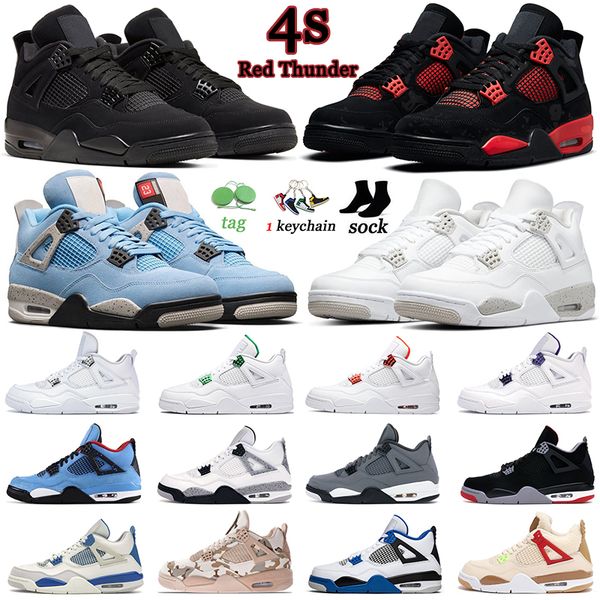 

wholesale red thunder 4s jumpman basketball shoes for men women university blue black cat bred cement cool grey motosports mens trainers spo