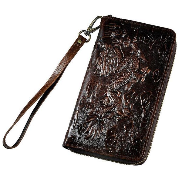 

wallets design cattle male organizal fashion genuine leather card holder checkbook zipper around wallet purse clutch handbag, Red;black