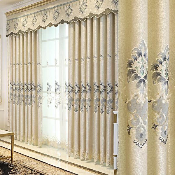 

european curtains for living room bedroom shade embroidery curtain grey color jacquard windows luxury drapes